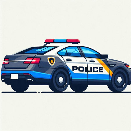 Police car. Vector illustration of police car on a white background.のイラスト素材