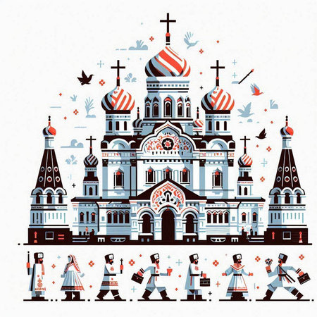 Church of the Savior on Spilled Blood, Moscow, Russia.のイラスト素材