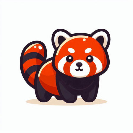 Cute red panda cartoon character. Vector illustration in flat styleのイラスト素材