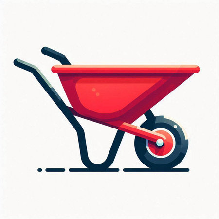 Red wheelbarrow isolated on a white background. Vector illustration.のイラスト素材