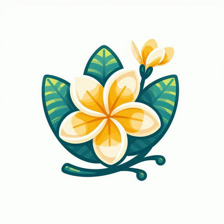 Frangipani flower icon. Vector illustration isolated on white background.のイラスト素材