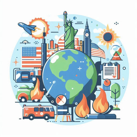 Travel around the world concept. Vector illustration in flat design style.のイラスト素材