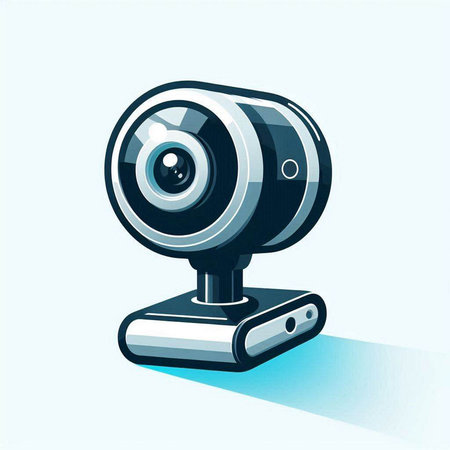 Webcam, 3d vector web icon on light blue background.のイラスト素材
