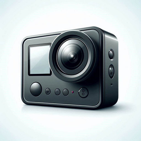 Digital camera on a white background. Vector illustration. Eps 10.のイラスト素材