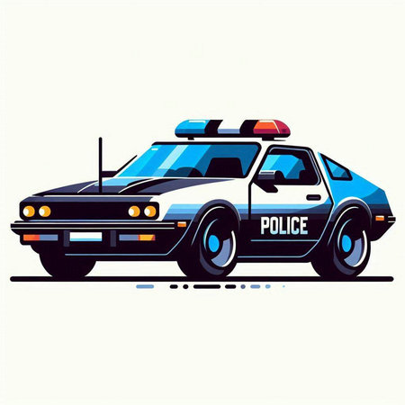 Police car. Police car. Vector illustration of a police car.のイラスト素材