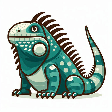 Cartoon iguana isolated on a white background. Vector illustration.のイラスト素材