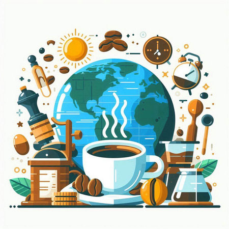 Coffee time concept. Time to drink coffee. Vector illustrationのイラスト素材