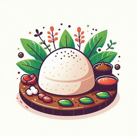 Illustration of japanese sushi and rolls, vector illustration.のイラスト素材