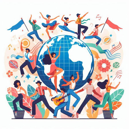 People around the world. Teamwork concept. Flat vector illustration.のイラスト素材