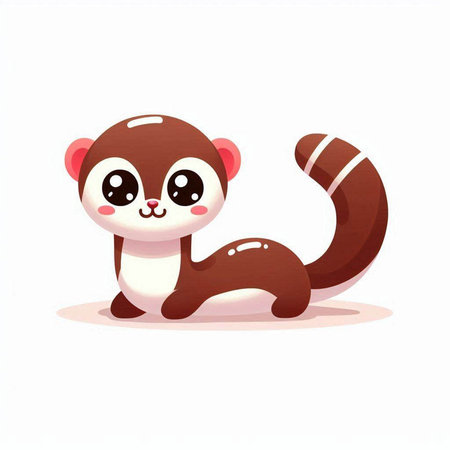 Cute cartoon ferret on a white background. Vector illustration.のイラスト素材