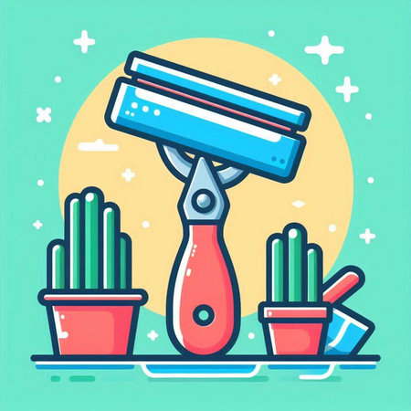 Razor for shaving in flat line style. Vector illustration for web design.のイラスト素材