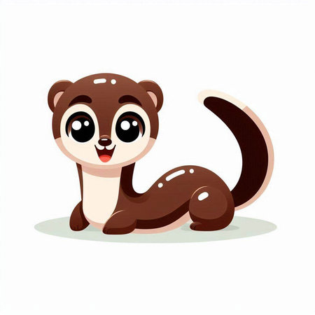 Cute ferret cartoon vector illustration. Isolated on white background.のイラスト素材