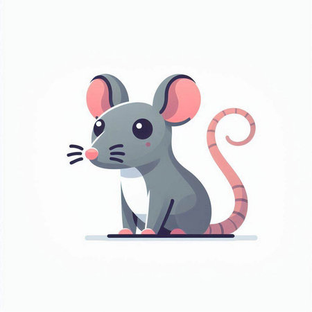 Cute cartoon mouse isolated on white background. Vector flat illustration.のイラスト素材