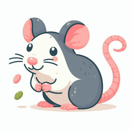 Cute cartoon mouse. Vector illustration isolated on a white background.のイラスト素材