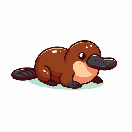 Cute cartoon platypus isolated on white background. Vector illustration.のイラスト素材