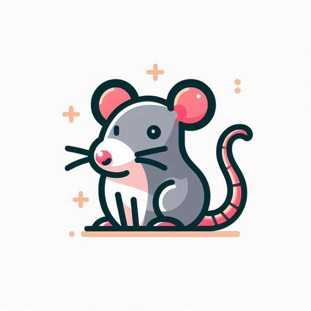 Cute cartoon mouse. Vector illustration in doodle style.のイラスト素材