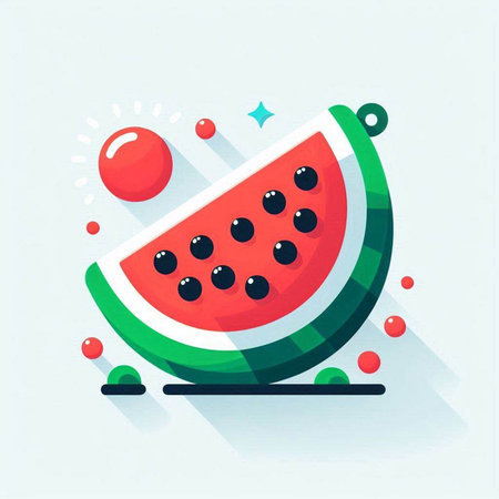 Watermelon icon, vector illustration. Flat design style with long shadowのイラスト素材