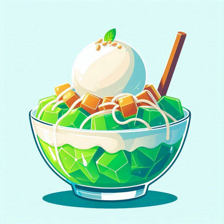 ice cream in a glass bowl with ice cream. Vector illustration.のイラスト素材