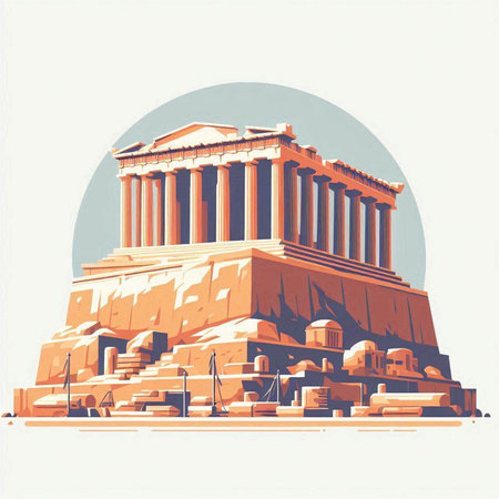 The Parthenon in Athens, Greece. Vintage vector illustration.のイラスト素材