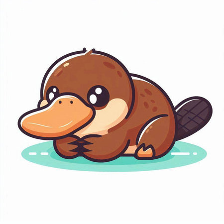 Cute duck. Vector illustration in cartoon style on white background.のイラスト素材