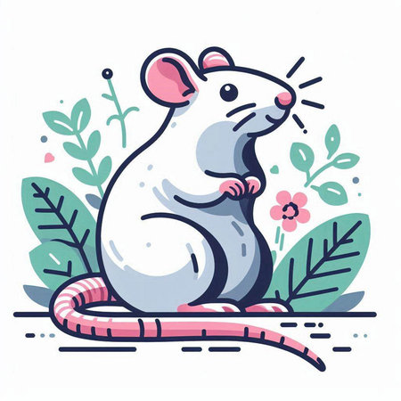 Cute cartoon rat on white background. Vector illustration for your designのイラスト素材
