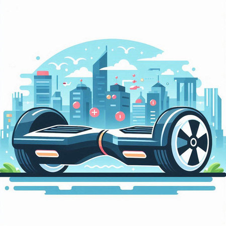 Self-balancing self-balancing electric scooter in the cityのイラスト素材