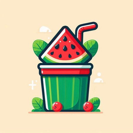 Fruit smoothie with watermelon. Vector illustration in flat styleのイラスト素材