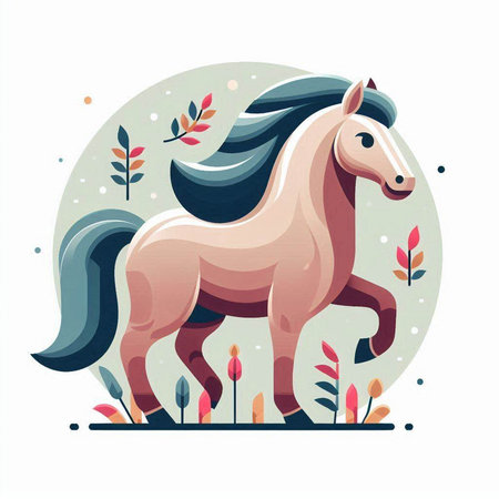Cute cartoon horse. Vector illustration in flat style. Cute animal.のイラスト素材