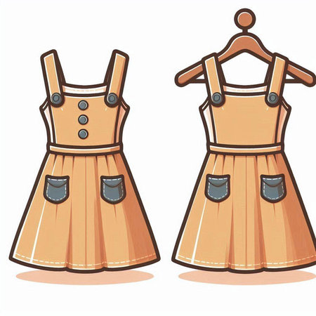 Clothes. Vector illustration of a pair of women's dresses.のイラスト素材