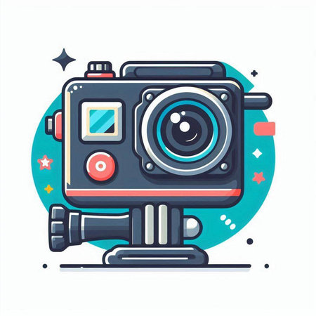 Retro camera. Colorful vector illustration in flat cartoon style.のイラスト素材
