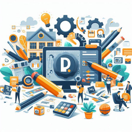 Engineering, construction and architecture concept. Vector illustration in cartoon styleのイラスト素材