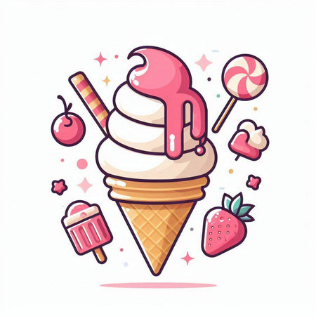 Ice cream vector illustration on white background. Ice cream vector icon.のイラスト素材
