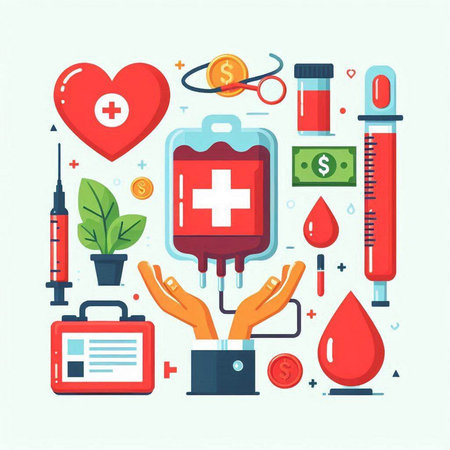 Blood donation concept. Donate blood concept. Vector illustration in flat styleのイラスト素材