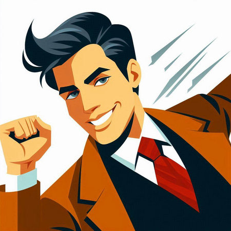 Portrait of a successful businessman. Vector illustration in retro style.のイラスト素材