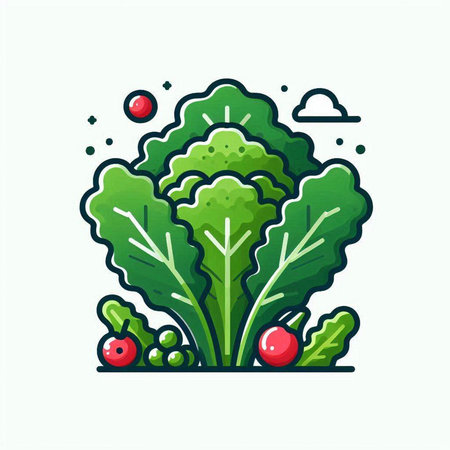 Cauliflower and radish vector illustration. Cabbage plant icon. Vegetable vector icon.のイラスト素材