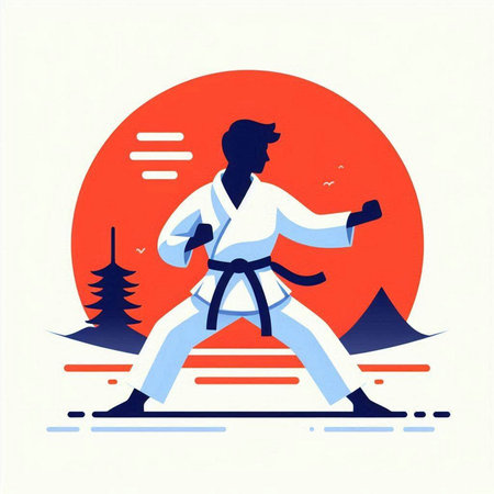 Karate. Martial arts. Vector illustration in flat design style.のイラスト素材