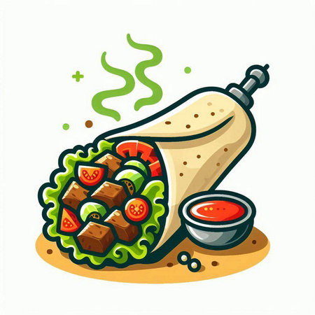 Tasty kebab on a white background. Vector illustration.のイラスト素材