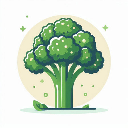 Broccoli icon. Vector illustration in flat style. Isolated on white background.のイラスト素材