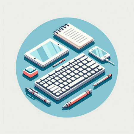 Flat design vector illustration concept of modern digital technology and gadgets.のイラスト素材