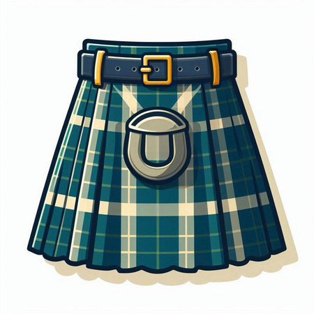 Scottish tartan scottish bag isolated on white background.のイラスト素材