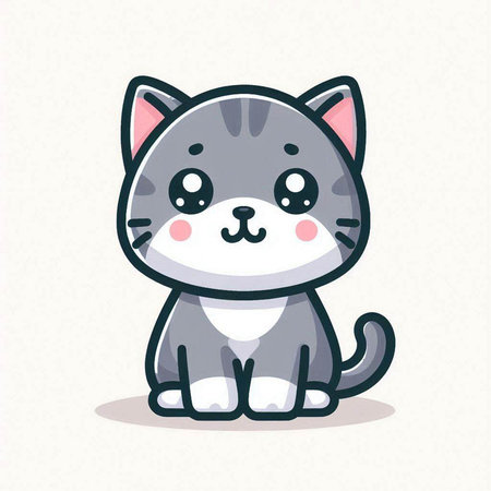 Cute cartoon cat. Vector illustration of a cute little kitten.のイラスト素材