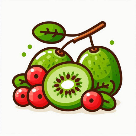 Kiwi fruit vector illustration isolated on white background. Fresh kiwi fruit icon.のイラスト素材