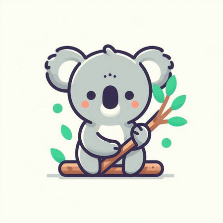 Cute koala holding a stick. Vector illustration in cartoon style.のイラスト素材