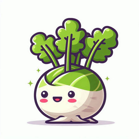 Cute kawaii kawaii turnip vegetable vector illustrationのイラスト素材