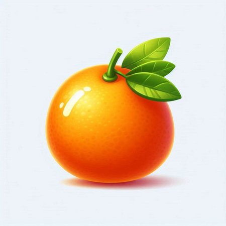 Orange fruit with leaf on white background. Vector illustration. Eps 10.のイラスト素材