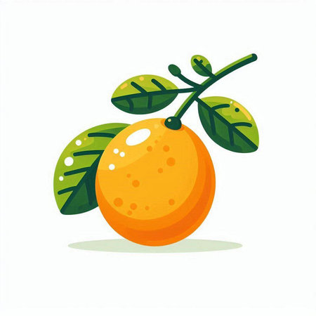 Orange fruit isolated on white background. Vector illustration in cartoon style.のイラスト素材