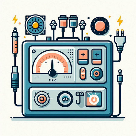 Vector illustration of hand drawn electric meter. Colorful flat style.のイラスト素材