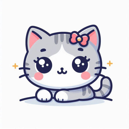 Cute cat. Kawaii kawaii character. Vector illustration.のイラスト素材