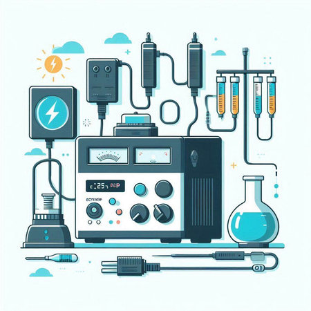 Electrical equipment. Vector illustration in flat style. Electricity industry.のイラスト素材