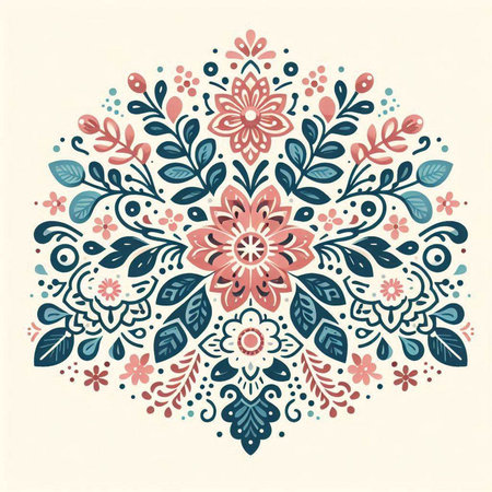 Vintage floral pattern in oriental style. Hand drawn vector illustrationのイラスト素材
